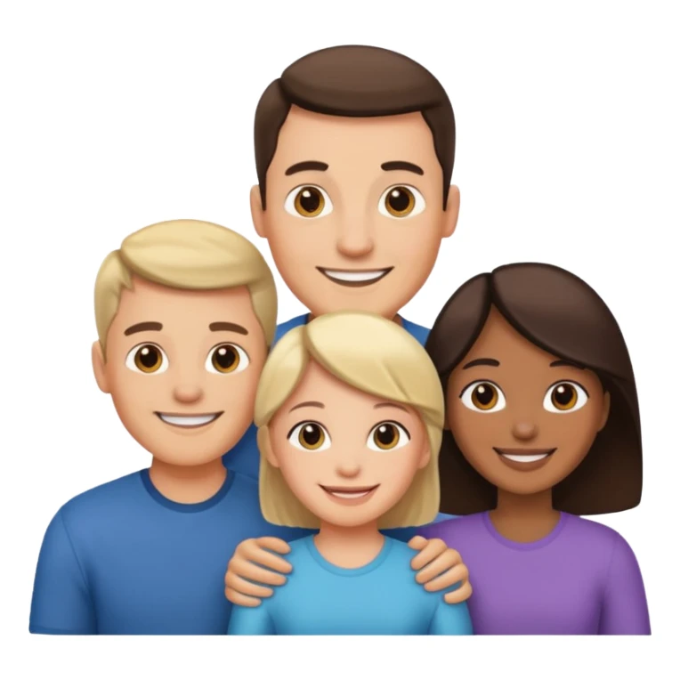 man and woman couple with 2 kids sticker