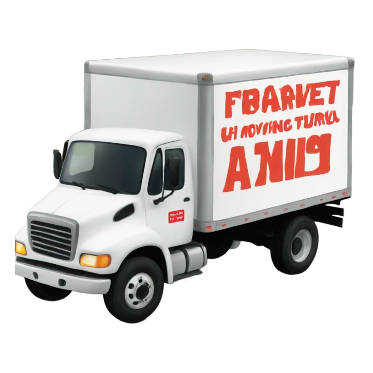 Moving truck with the words he sticker