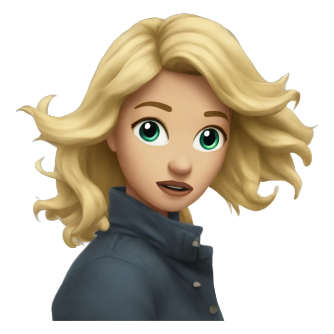 a blonde girl in a tornado  sticker