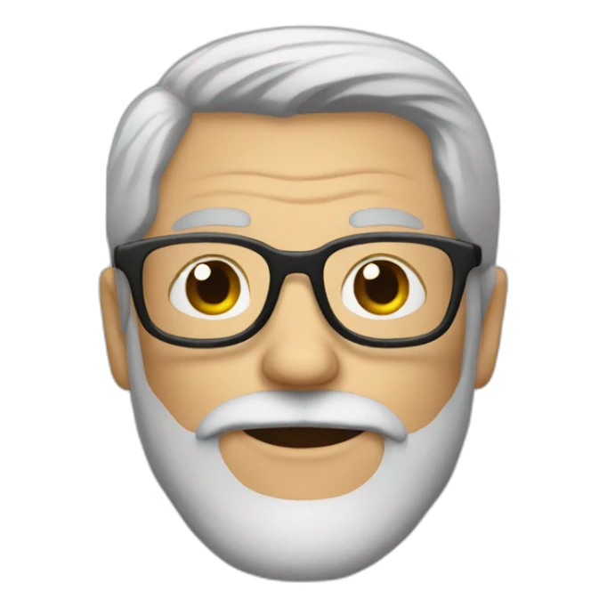 older man with gray hair and a beard wearing hipster glasses sticker