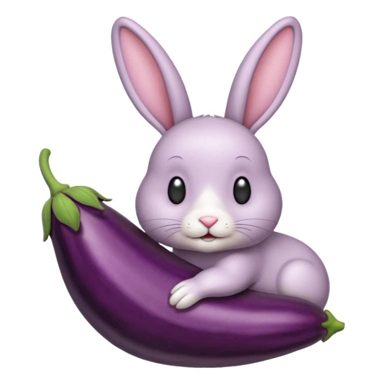 Un lapin avec une aubergine sur la tête sticker