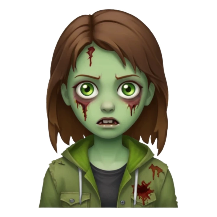 girl zombie with brown hair and green eyes sticker