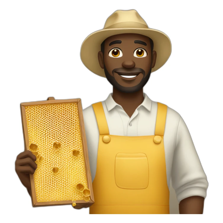 tall black man beekeeper holding honeycomb full body sticker