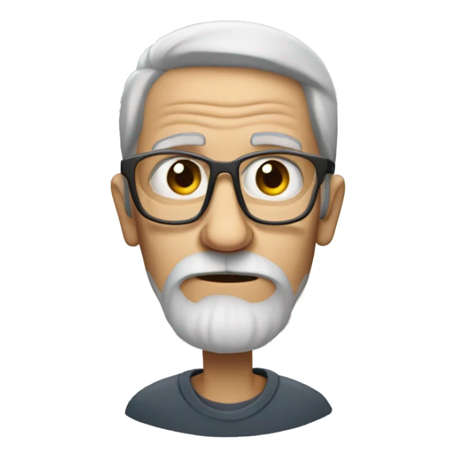 Bearded skinny old man with glases, skinnier, grey beard, longer hair, grumpy, skinierrr sticker