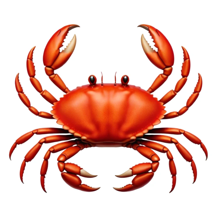 Cinematic Realistic Noble Crab Portrait Emoji, Poised and commanding, with a robust, angular build and a vividly red, textured exoskeleton naturally forming a distinctive face with expressive eyes, rendered in lifelike detail with realistic sandy accents, high shine, intelligent and resolute, styled with an air of coastal authority, focused and attentive, soft glowing outline, capturing the essence of a watchful and confident crab that appears ready to scuttle out of the screen with effortless power! sticker