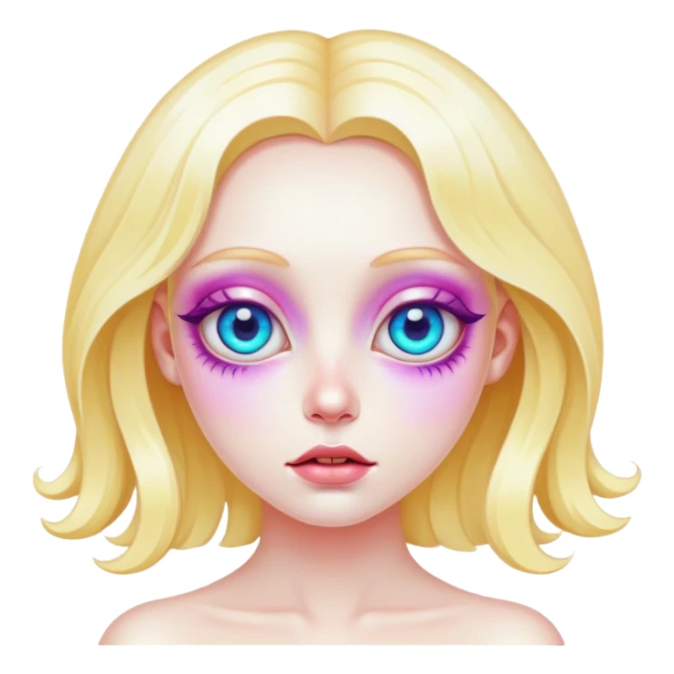 Psychedelic girl with large glistening eyes, ultra realistic details sticker