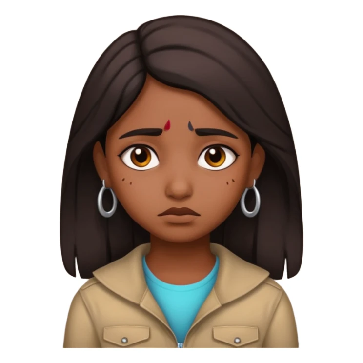 generate an indian genz girl looking sad sticker