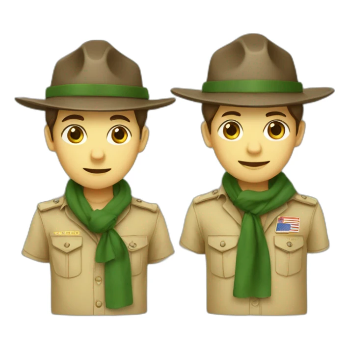 French boyscout with a campaign hat; brown hat; green scout scarf sticker