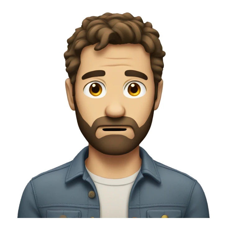 an unhappy man with a beard and short scruffy brown hair sticker