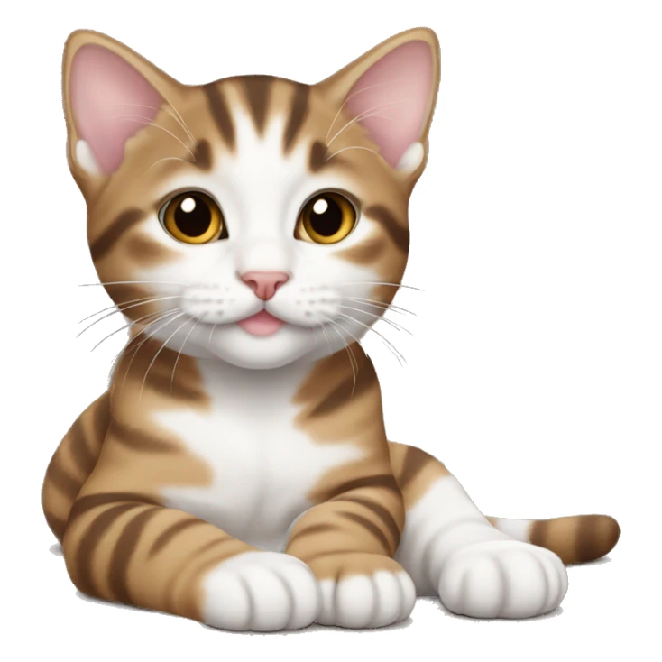 Brown and white tabby kitten laying  sticker