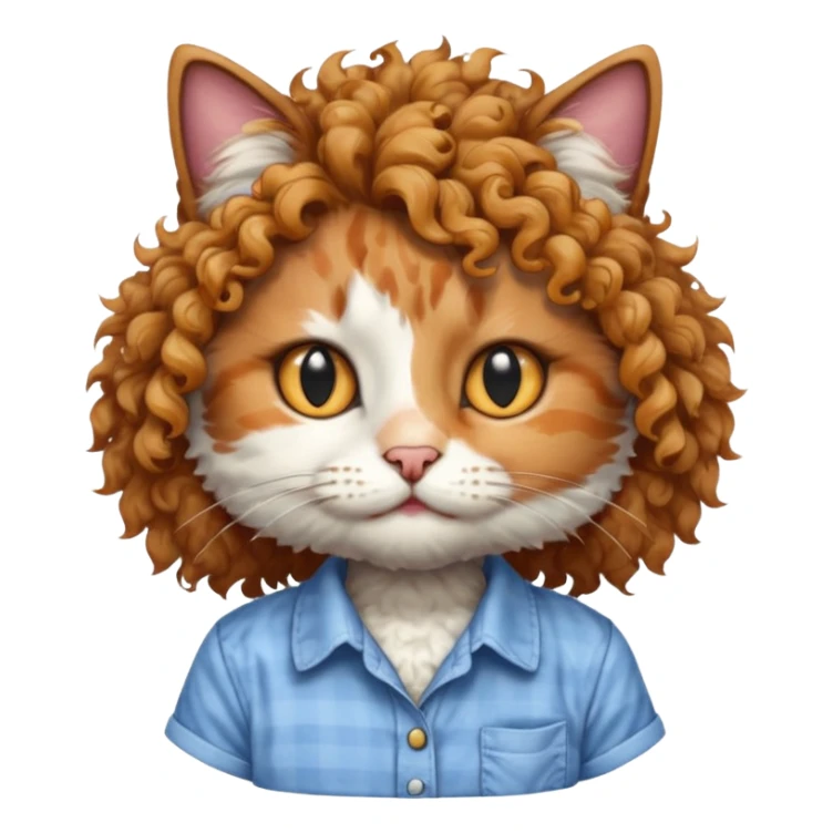 curly hair cat with shirts  sticker