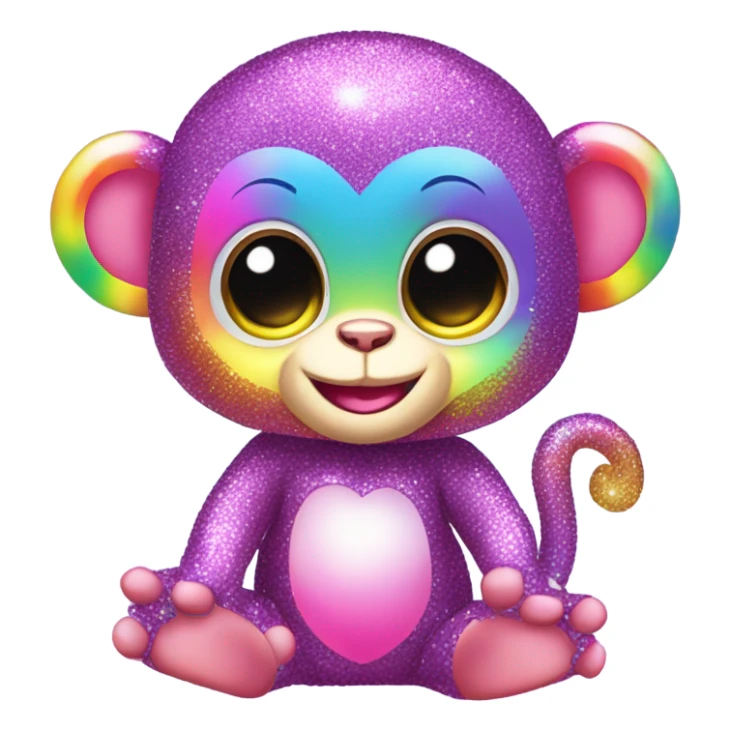 Lisa frank sparkly rainbow baby monkey with heart sticker