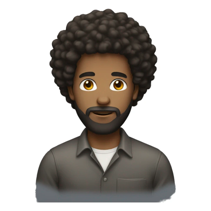 A male with a beard and long afro hair sticker
