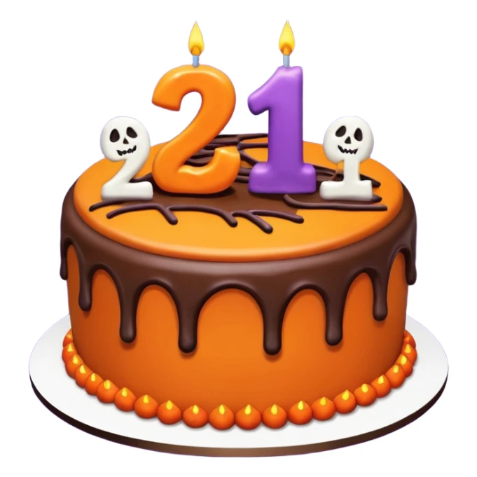 Halloween birthday cake with number 21 on it sticker