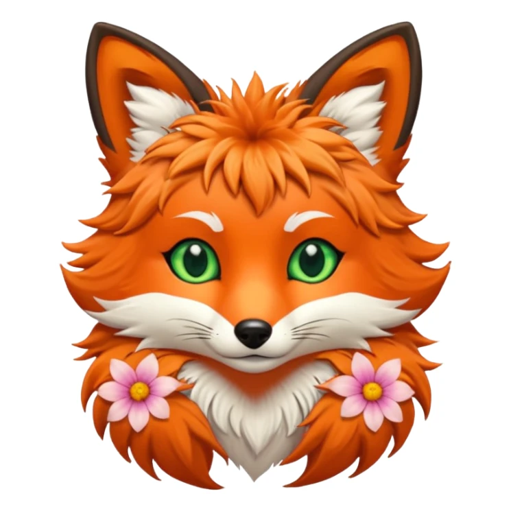 Green Eyed Fox with flowers  sticker
