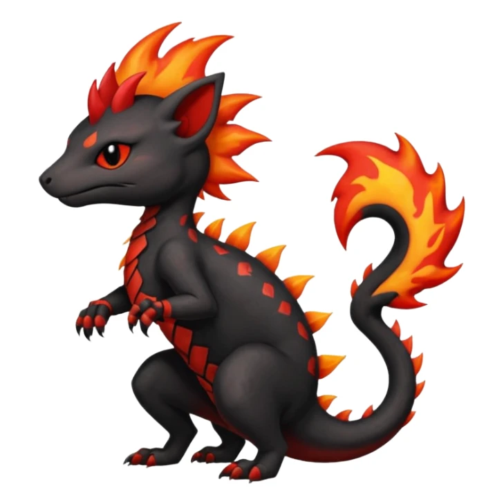 Fiery gothic evil black and red salandit-Liten-torracat with a red Mohawk  sticker