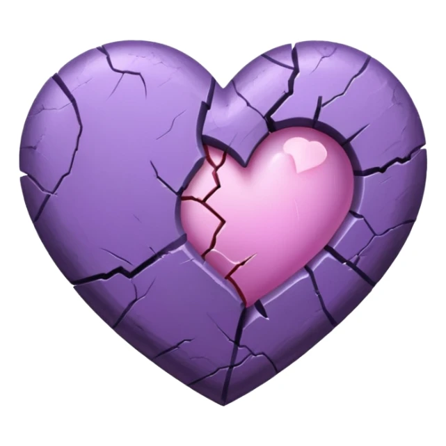 Cracked purple heart with a broken light pink heart sticker
