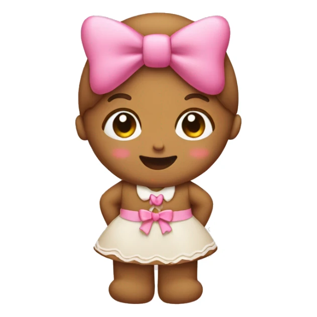A girl gingerbread with a pink bow. Neutral colours sticker