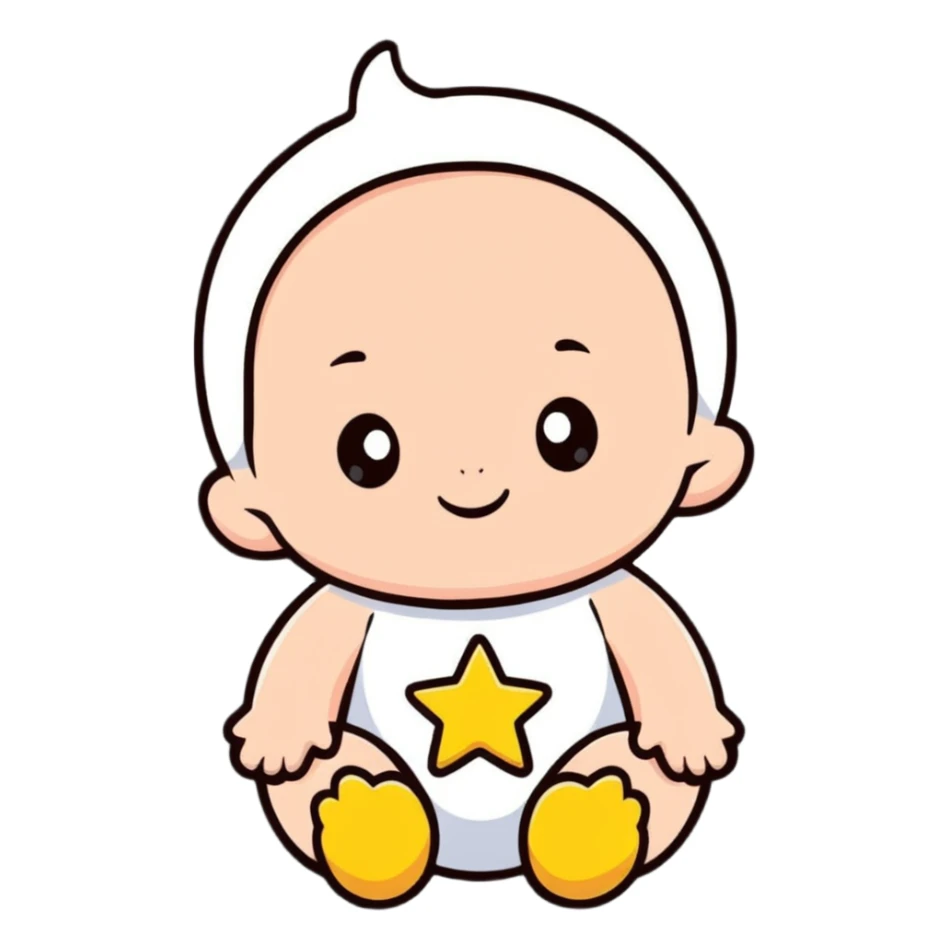 adorable baby with star-shaped accessories sticker