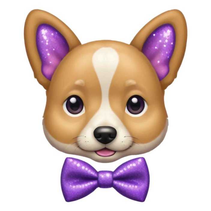 Cachorro adulto com gravata roxa com glitter sticker