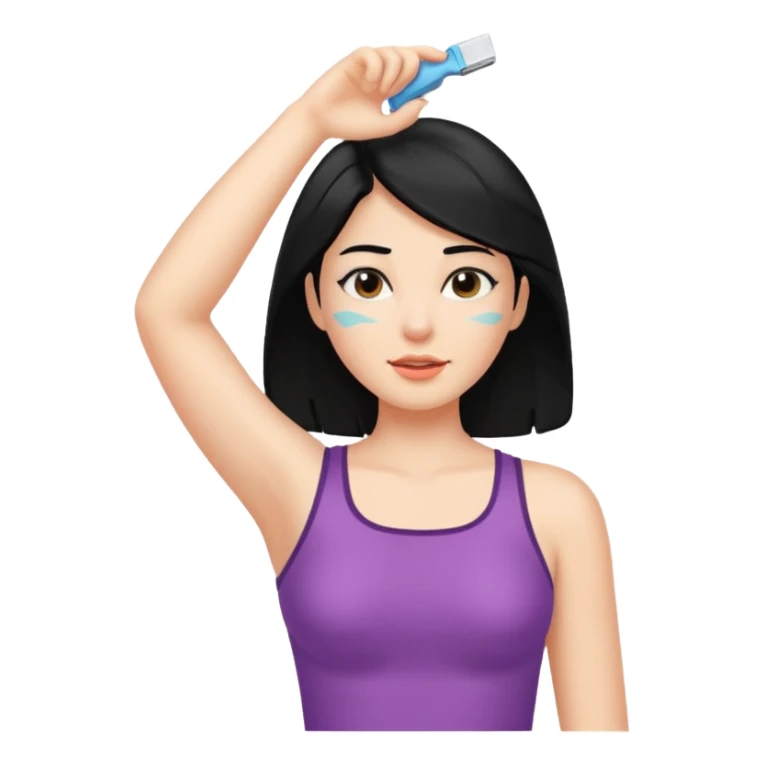 woman black long hair shaving armpit sticker