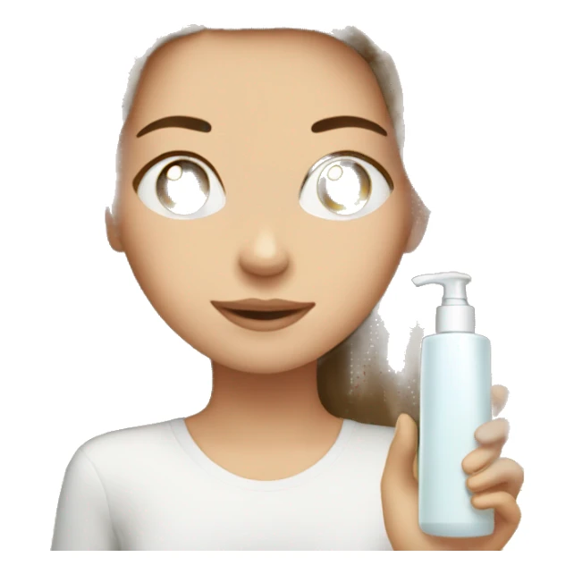 White girl with long hair brown doing skincare sticker