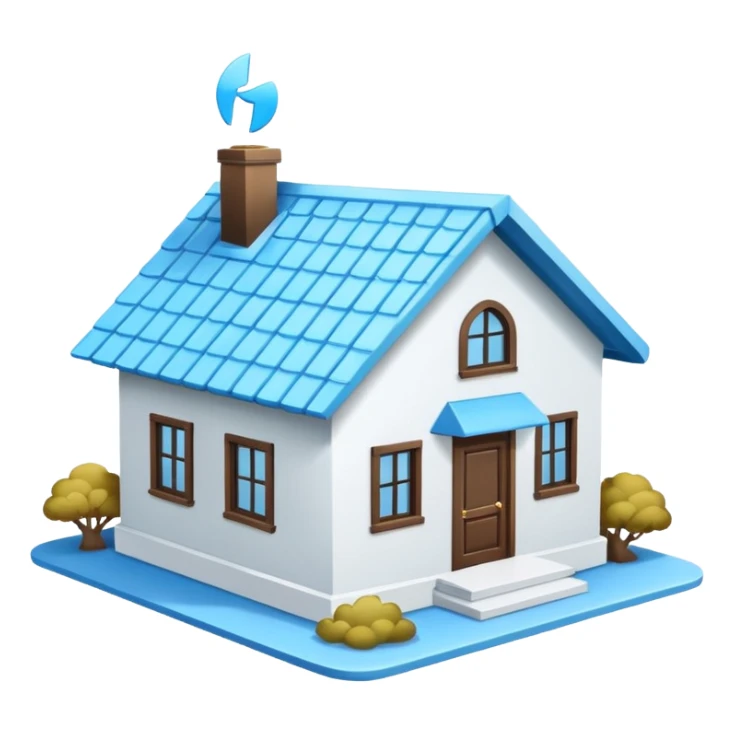 a house with a sky blue roof and white walls sticker