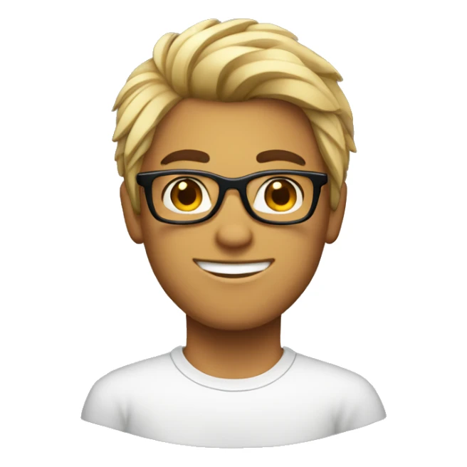 Um homem adolescente branco, cabelo preto, óculos de nerd sticker