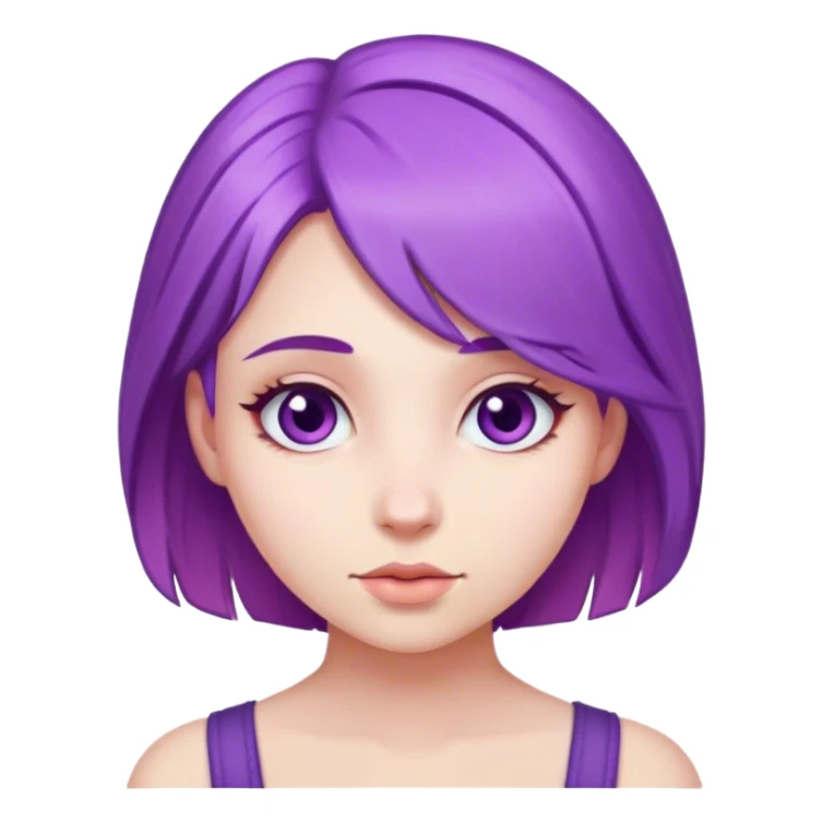 violet hair girl withe  sticker