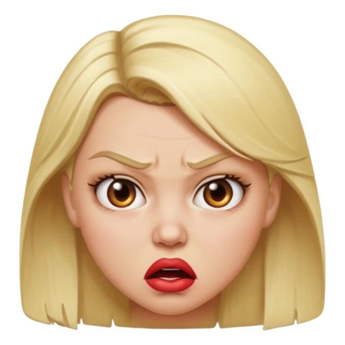 Make a blonde angry girl with big lips sticker