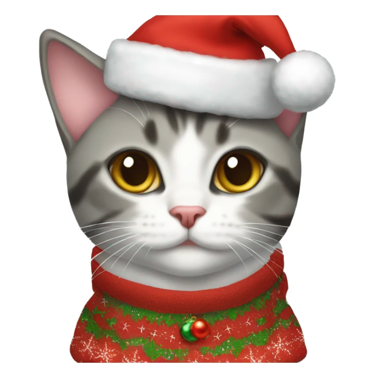 Domestic shorthair cat wearing Christmas outfit  sticker