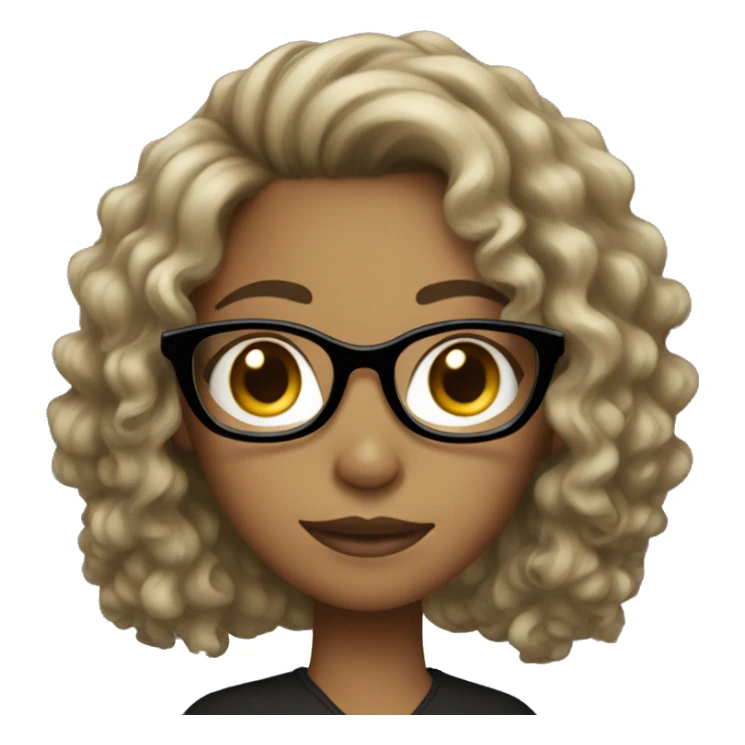 a girl with black glasses and curly dark-blonde hair sticker