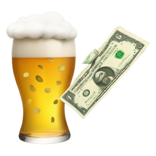 Beer flying away with money sticker