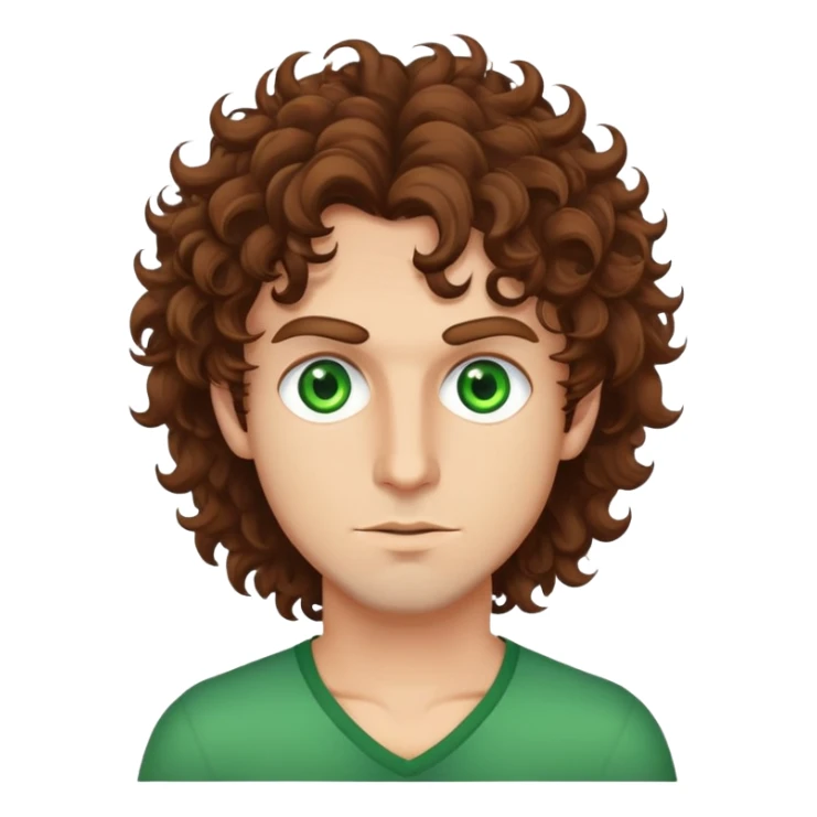rockstar guy with green eyes and brown curly hair sticker