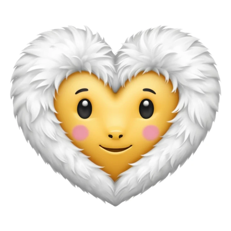 white fur heart, large details sticker
