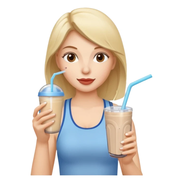 woman eating protein shake sticker