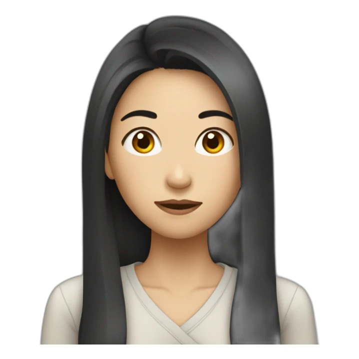 Asian woman with long hair and try to recommend something sticker