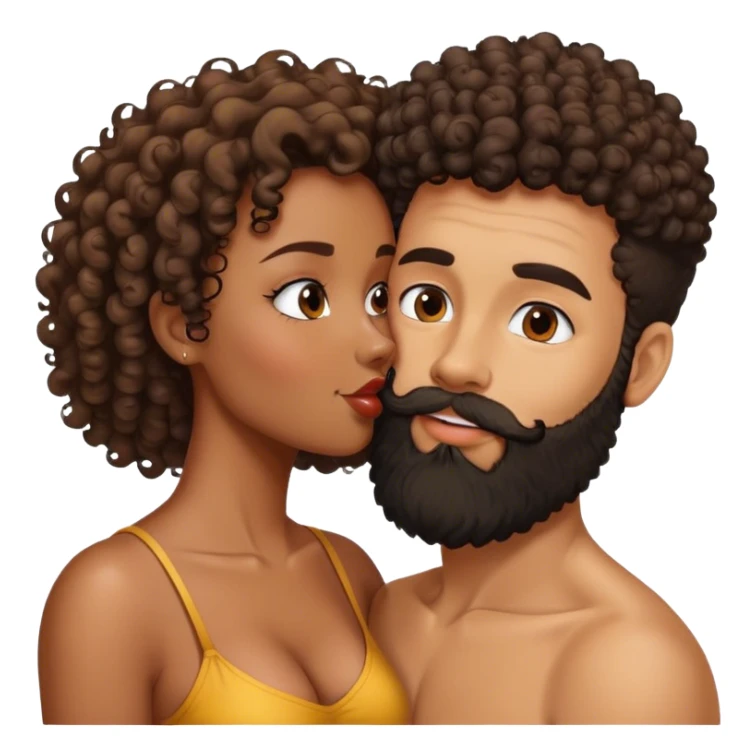 Bearded man kissing curly haired half-black woman sticker