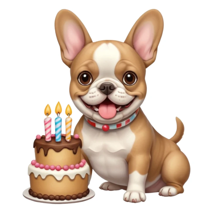 French bull dog with birthday cake  sticker
