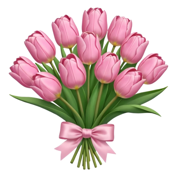 light pink tulip bouquet with light pink bow sticker
