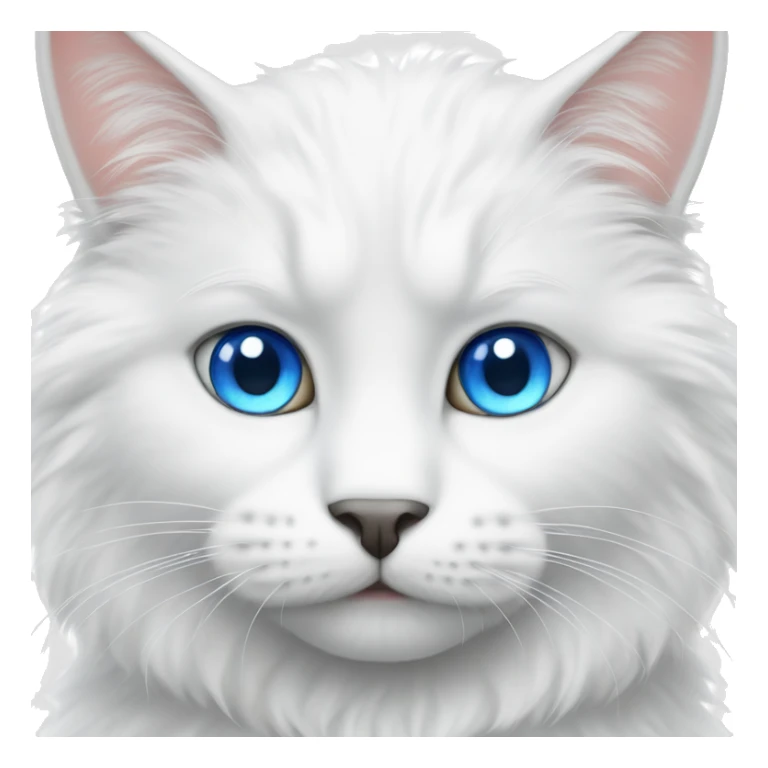 White fluffy cat with man blue eyes sticker