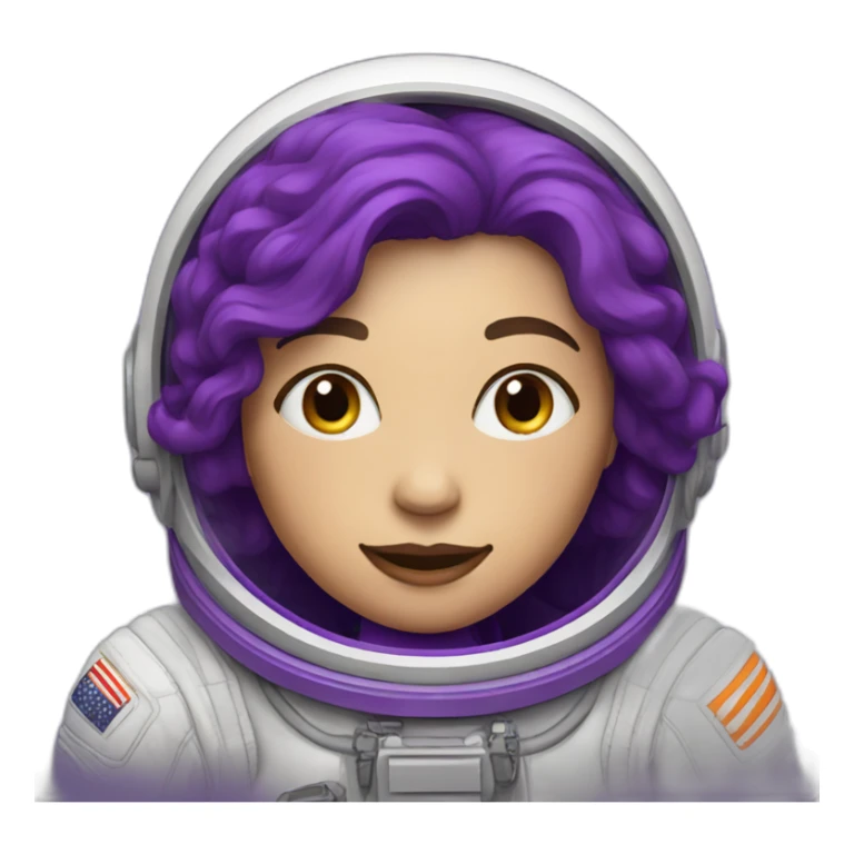 White woman astronaut with purple color sticker