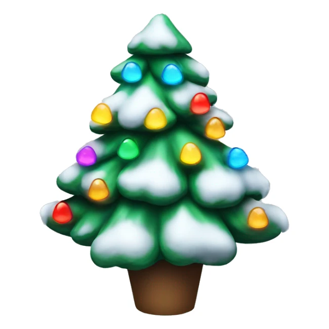 Christmas tree with colorful lights and covered in snow   sticker