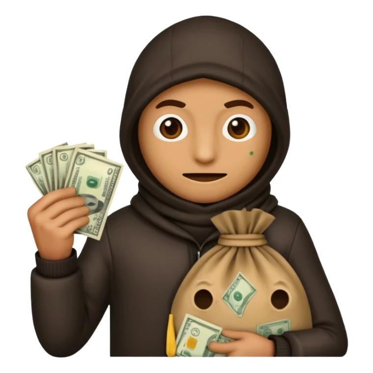 Robber emoji holding a bag of money sticker