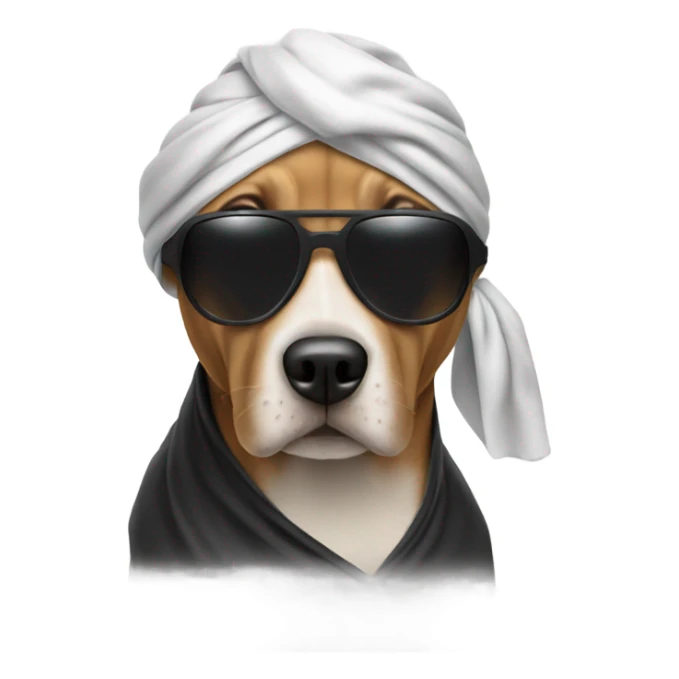Dog with sunglasses wearing a durag sticker