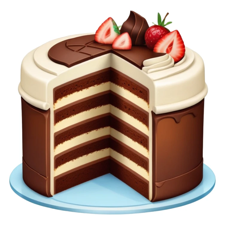 cake with a bite taken out of it, showing the inside layers sticker