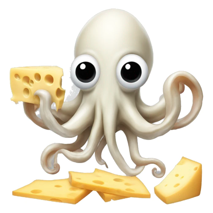 Squid wearing a top hot eating cheese sticker
