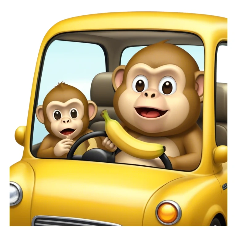 Monkey driving a taxi fast while eating and a white fat guy being scared next to it sticker