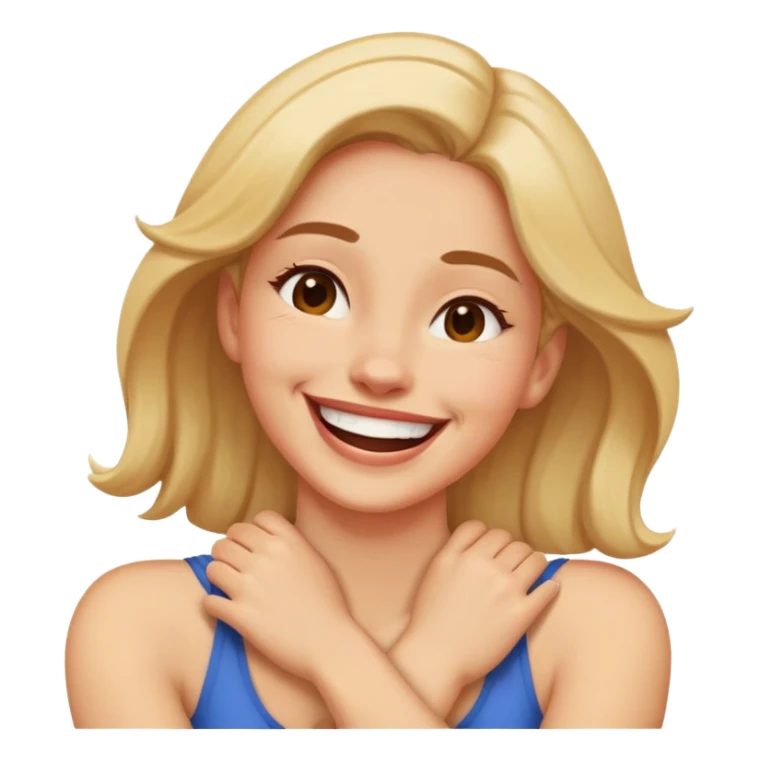 Woman crossing arms around neck laughing  sticker