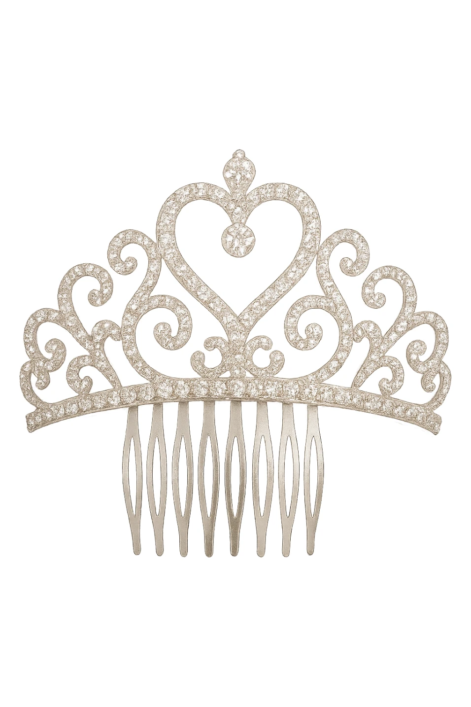 girly sparkling tiara comb, heart-shaped, no background sticker